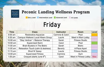 Activity Calendar of Peconic Landing, Assisted Living, Nursing Home, Independent Living, CCRC, Greenport, NY 5