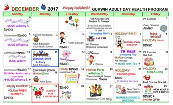 Activity Calendar of Gurwin Jewish, Assisted Living, Nursing Home, Independent Living, CCRC, Commack, NY 1