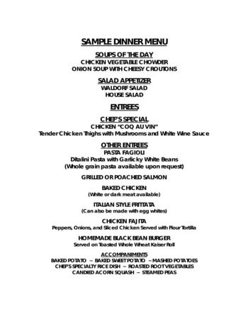 Dining menu of The Highlands At Pittsford, Assisted Living, Nursing Home, Independent Living, CCRC, Pittsford, NY 7