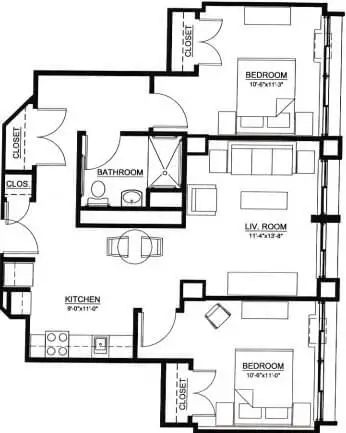 Floorplan of The Wesley Community, Assisted Living, Nursing Home, Independent Living, CCRC, Saratoga Springs, NY 10