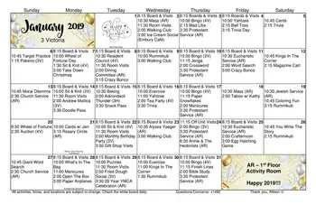 Activity Calendar of The Wesley Community, Assisted Living, Nursing Home, Independent Living, CCRC, Saratoga Springs, NY 1