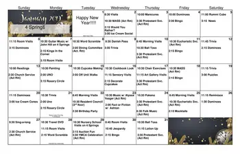 Activity Calendar of The Wesley Community, Assisted Living, Nursing Home, Independent Living, CCRC, Saratoga Springs, NY 2