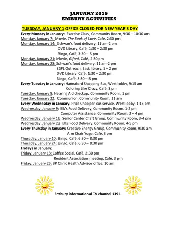 Activity Calendar of The Wesley Community, Assisted Living, Nursing Home, Independent Living, CCRC, Saratoga Springs, NY 5