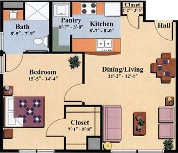 Floorplan of The Wesley Community, Assisted Living, Nursing Home, Independent Living, CCRC, Saratoga Springs, NY 17