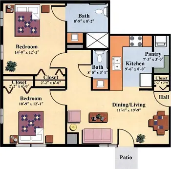Floorplan of The Wesley Community, Assisted Living, Nursing Home, Independent Living, CCRC, Saratoga Springs, NY 15