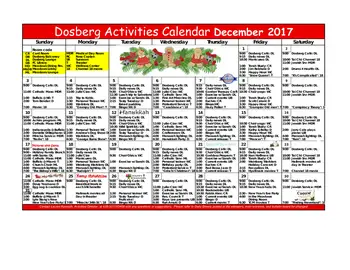 Activity Calendar of Weinberg Campus, Assisted Living, Nursing Home, Independent Living, CCRC, Getzville, NY 2