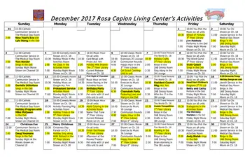 Activity Calendar of Weinberg Campus, Assisted Living, Nursing Home, Independent Living, CCRC, Getzville, NY 8
