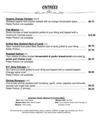 Dining menu of Canterbury Woods, Assisted Living, Nursing Home, Independent Living, CCRC, Williamsville, NY 15