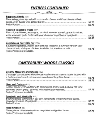 Dining menu of Canterbury Woods, Assisted Living, Nursing Home, Independent Living, CCRC, Williamsville, NY 16