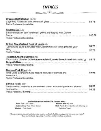 Dining menu of Canterbury Woods, Assisted Living, Nursing Home, Independent Living, CCRC, Williamsville, NY 18