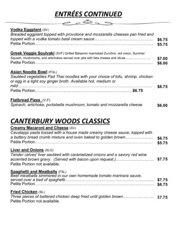 Dining menu of Canterbury Woods, Assisted Living, Nursing Home, Independent Living, CCRC, Williamsville, NY 19