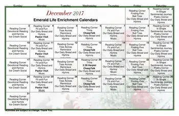 Activity Calendar of Green Hills Community, Assisted Living, Nursing Home, Independent Living, CCRC, West Liberty, OH 3