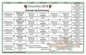 Activity Calendar of Green Hills Community, Assisted Living, Nursing Home, Independent Living, CCRC, West Liberty, OH 8