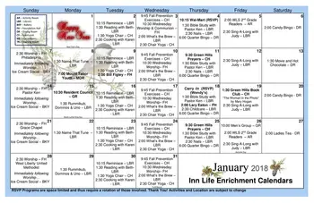 Activity Calendar of Green Hills Community, Assisted Living, Nursing Home, Independent Living, CCRC, West Liberty, OH 14