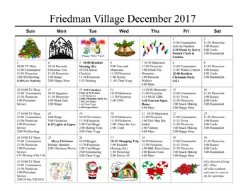 Activity Calendar of St. Francis Senior Ministries, Assisted Living, Nursing Home, Independent Living, CCRC, Tiffin, OH 3