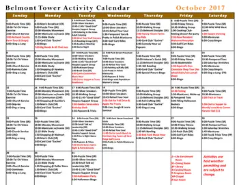 Activity Calendar of Brethren Care Village, Assisted Living, Nursing Home, Independent Living, CCRC, Ashland, OH 1