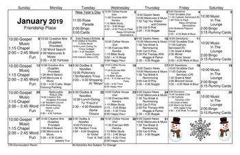 Activity Calendar of Friendship Village, Assisted Living, Nursing Home, Independent Living, CCRC, Dayton, OH 5