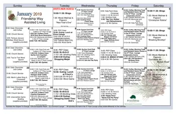 Activity Calendar of Friendship Village, Assisted Living, Nursing Home, Independent Living, CCRC, Dayton, OH 6
