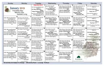 Activity Calendar of Friendship Village, Assisted Living, Nursing Home, Independent Living, CCRC, Dayton, OH 7