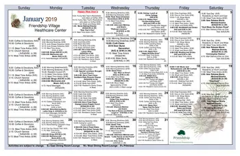 Activity Calendar of Friendship Village, Assisted Living, Nursing Home, Independent Living, CCRC, Dayton, OH 8