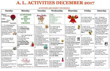 Activity Calendar of Stow-Glen Retirement Village, Assisted Living, Nursing Home, Independent Living, CCRC, Stow, OH 1