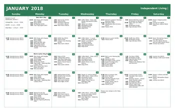 Activity Calendar of Bethany Village, Assisted Living, Nursing Home, Independent Living, CCRC, Dayton, OH 1