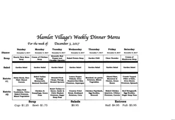 Dining menu of Hamlet, Assisted Living, Nursing Home, Independent Living, CCRC, Chagrin Falls, OH 2