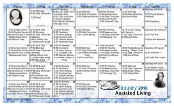 Activity Calendar of Worthington Christian Village, Assisted Living, Nursing Home, Independent Living, CCRC, Columbus, OH 1
