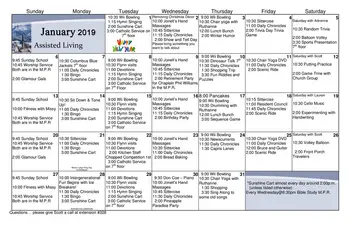 Activity Calendar of Worthington Christian Village, Assisted Living, Nursing Home, Independent Living, CCRC, Columbus, OH 2
