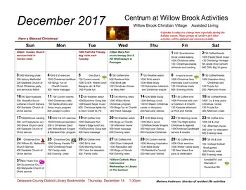 Activity Calendar of Willow Brook Christian Communities, Assisted Living, Nursing Home, Independent Living, CCRC, Delaware, OH 3