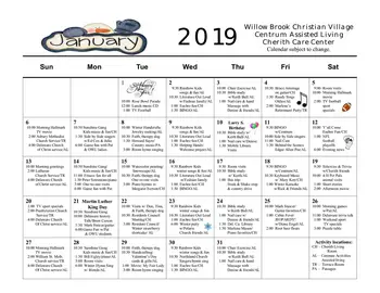 Activity Calendar of Willow Brook Christian Communities, Assisted Living, Nursing Home, Independent Living, CCRC, Delaware, OH 4