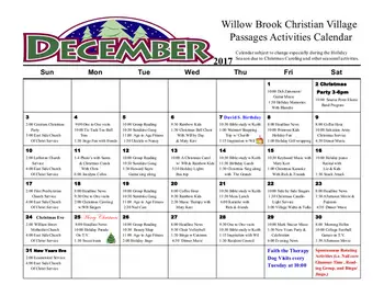 Activity Calendar of Willow Brook Christian Communities, Assisted Living, Nursing Home, Independent Living, CCRC, Delaware, OH 12