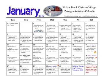 Activity Calendar of Willow Brook Christian Communities, Assisted Living, Nursing Home, Independent Living, CCRC, Delaware, OH 13