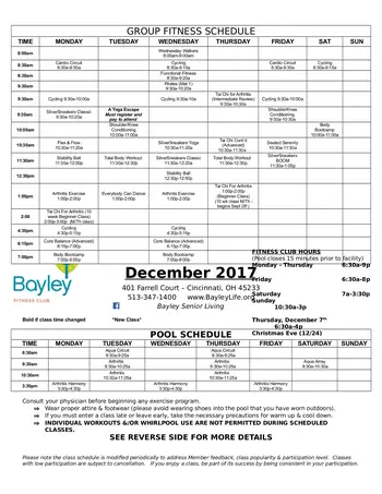 Activity Calendar of Bayley Life, Assisted Living, Nursing Home, Independent Living, CCRC, Cincinnati, OH 2