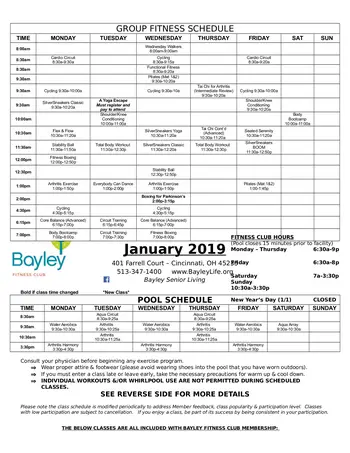 Activity Calendar of Bayley Life, Assisted Living, Nursing Home, Independent Living, CCRC, Cincinnati, OH 6