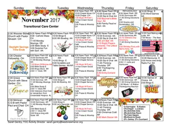 Activity Calendar of West View Healthy Living, Assisted Living, Nursing Home, Independent Living, CCRC, Wooster, OH 6