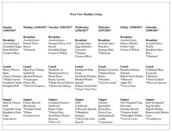 Dining menu of West View Healthy Living, Assisted Living, Nursing Home, Independent Living, CCRC, Wooster, OH 2