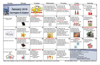 Activity Calendar of West View Healthy Living, Assisted Living, Nursing Home, Independent Living, CCRC, Wooster, OH 5