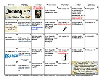 Activity Calendar of West View Healthy Living, Assisted Living, Nursing Home, Independent Living, CCRC, Wooster, OH 10