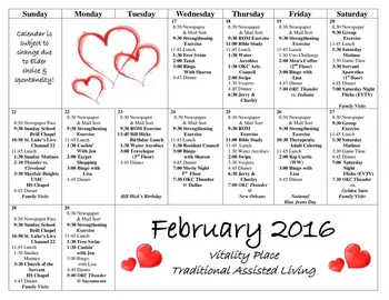 Activity Calendar of Epworth Villa, Assisted Living, Nursing Home, Independent Living, CCRC, Oklahoma City, OK 5