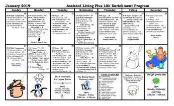 Activity Calendar of Saint Simeon's, Assisted Living, Nursing Home, Independent Living, CCRC, Tulsa, OK 2