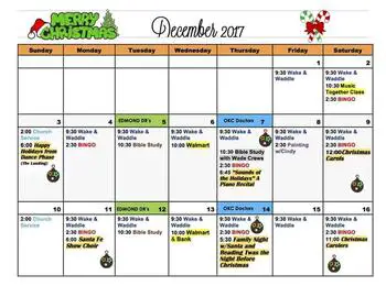 Activity Calendar of Teal Creek, Assisted Living, Nursing Home, Independent Living, CCRC, Edmond, OK 1