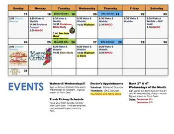 Activity Calendar of Teal Creek, Assisted Living, Nursing Home, Independent Living, CCRC, Edmond, OK 2