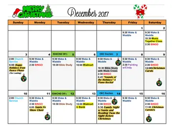 Activity Calendar of Teal Creek, Assisted Living, Nursing Home, Independent Living, CCRC, Edmond, OK 8