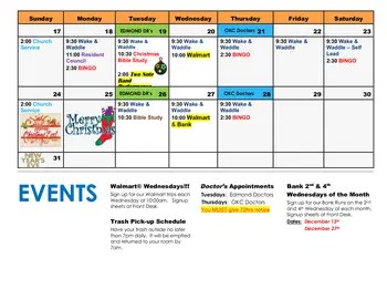 Activity Calendar of Teal Creek, Assisted Living, Nursing Home, Independent Living, CCRC, Edmond, OK 9