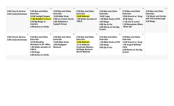 Activity Calendar of Teal Creek, Assisted Living, Nursing Home, Independent Living, CCRC, Edmond, OK 11