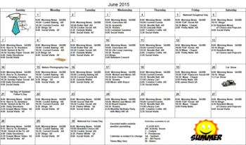 Activity Calendar of Marian Estates, Assisted Living, Nursing Home, Independent Living, CCRC, Sublimity, OR 2