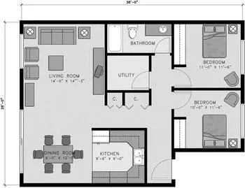 Floorplan of Friendsview, Assisted Living, Nursing Home, Independent Living, CCRC, Newberg, OR 2