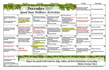 Activity Calendar of Mennonite Village, Assisted Living, Nursing Home, Independent Living, CCRC, Albany, OR 1