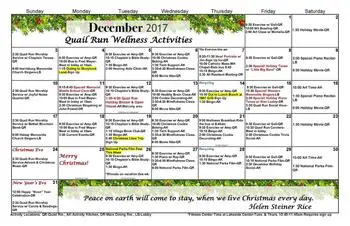 Activity Calendar of Mennonite Village, Assisted Living, Nursing Home, Independent Living, CCRC, Albany, OR 2